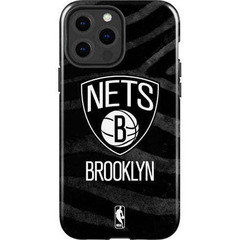 NBA Brooklyn Nets Black Animal Print iPhone 13 Pro Max Impact Case