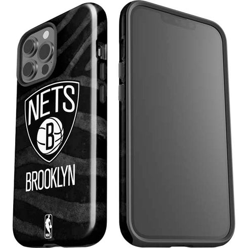 NBA Brooklyn Nets Black Animal Print iPhone 13 Pro Max Impact Case