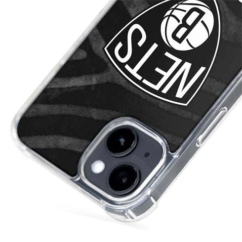 NBA Brooklyn Nets Black Animal Print iPhone 15 MagSafe Case