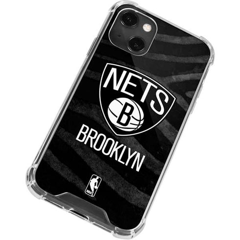 NBA Brooklyn Nets Black Animal Print iPhone 15 Plus Clear Case