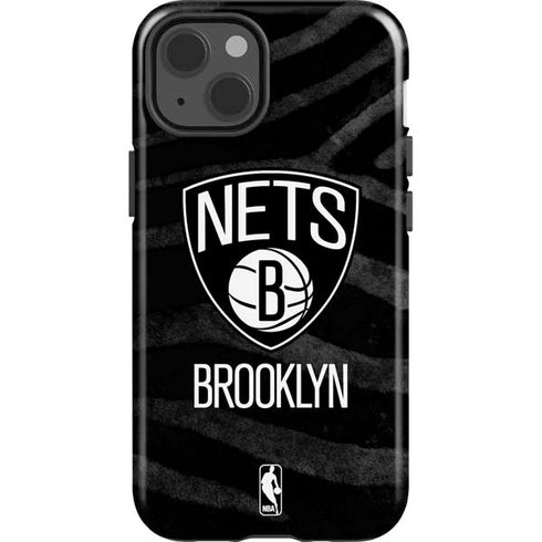 NBA Brooklyn Nets Black Animal Print iPhone 15 Impact Case