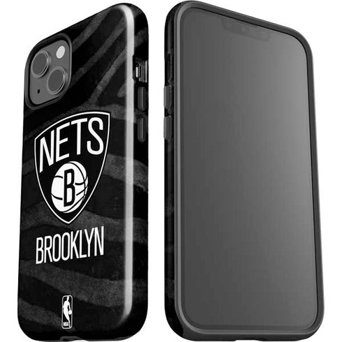 NBA Brooklyn Nets Black Animal Print iPhone 15 Impact Case