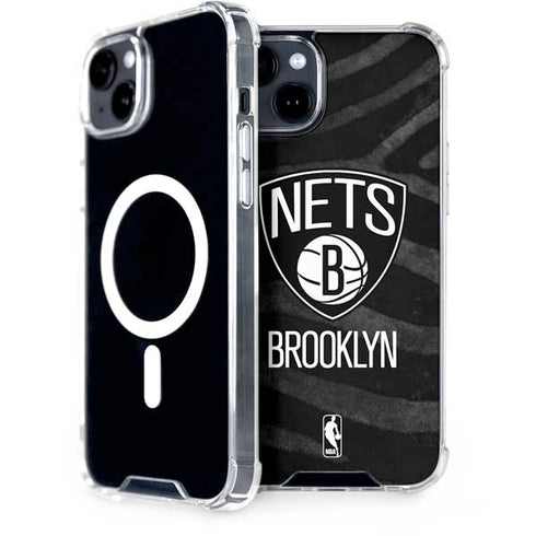 NBA Brooklyn Nets Black Animal Print iPhone 14 Plus MagSafe Case