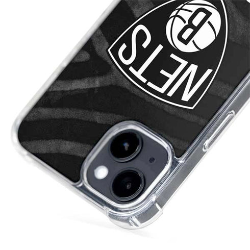 NBA Brooklyn Nets Black Animal Print iPhone 15 Plus MagSafe Case