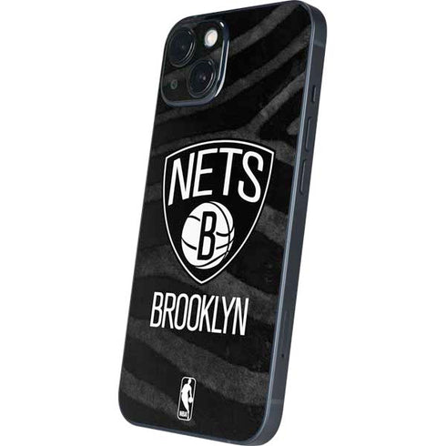 NBA Brooklyn Nets Black Animal Print iPhone 15 Plus Skin