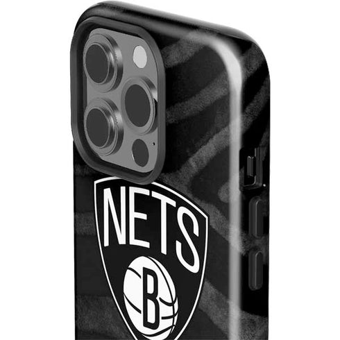 NBA Brooklyn Nets Black Animal Print iPhone 14 Pro Impact Case