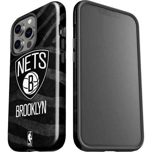 NBA Brooklyn Nets Black Animal Print iPhone 15 Pro Impact Case