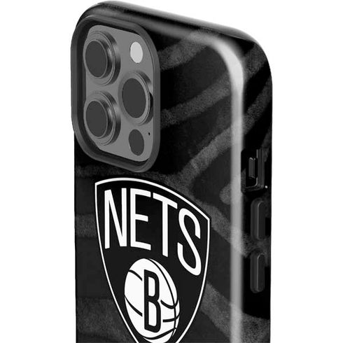 NBA Brooklyn Nets Black Animal Print iPhone 15 Pro Max Impact Case