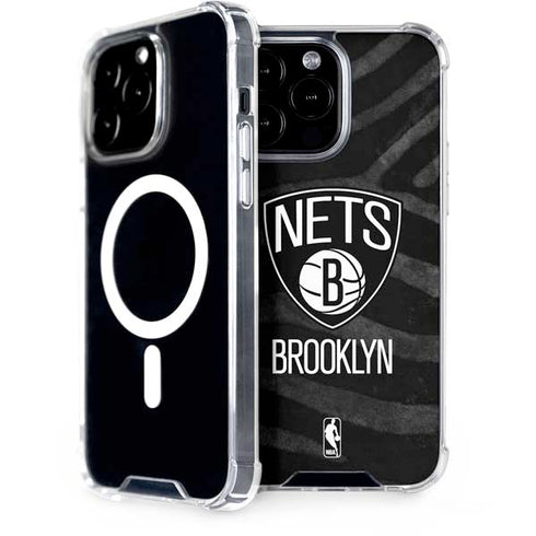 NBA Brooklyn Nets Black Animal Print iPhone 15 Pro Max MagSafe Case