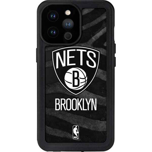 NBA Brooklyn Nets Black Animal Print iPhone 14 Pro Max Waterproof Case