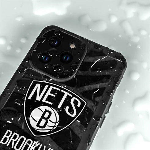 NBA Brooklyn Nets Black Animal Print iPhone 14 Pro Max Waterproof Case