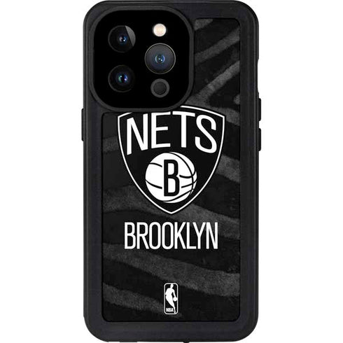 NBA Brooklyn Nets Black Animal Print iPhone 14 Pro Waterproof Case