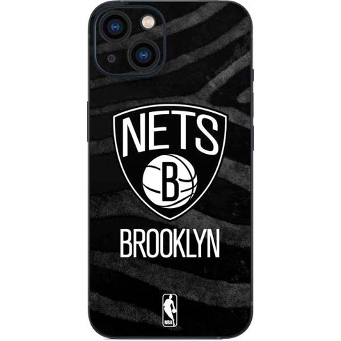 NBA Brooklyn Nets Black Animal Print iPhone 14 Skin
