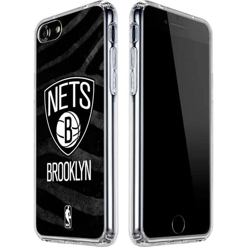NBA Brooklyn Nets Black Animal Print iPhone SE (2nd & 3rd Gen) Clear Case
