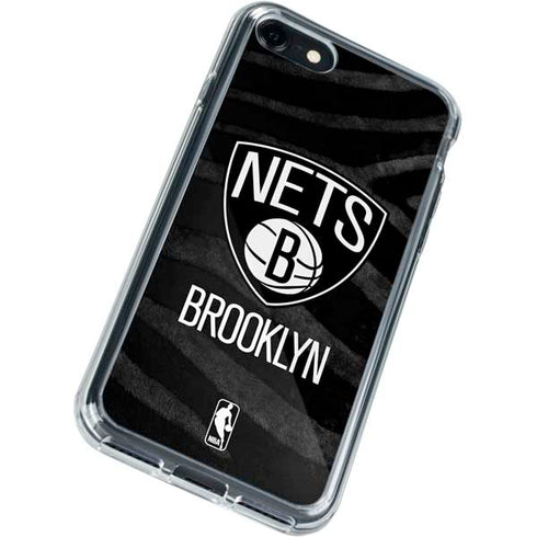 NBA Brooklyn Nets Black Animal Print iPhone SE (2nd & 3rd Gen) Clear Case