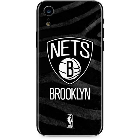 NBA Brooklyn Nets Black Animal Print iPhone XR Skin