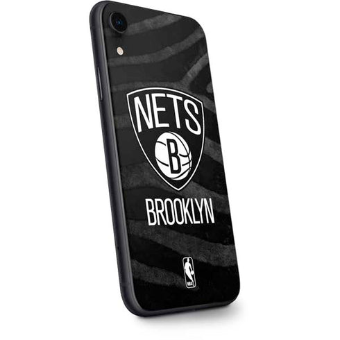 NBA Brooklyn Nets Black Animal Print iPhone XR Skin