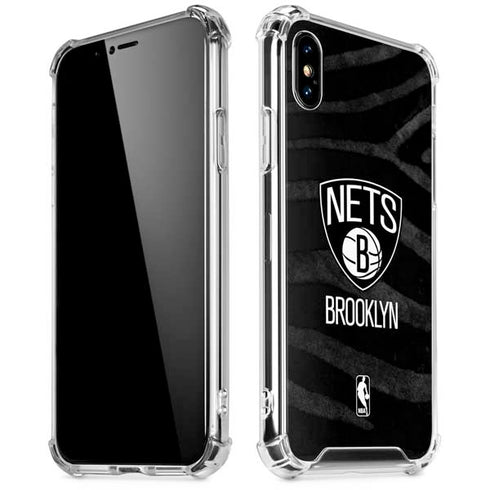 NBA Brooklyn Nets Black Animal Print iPhone XS Max Clear Case
