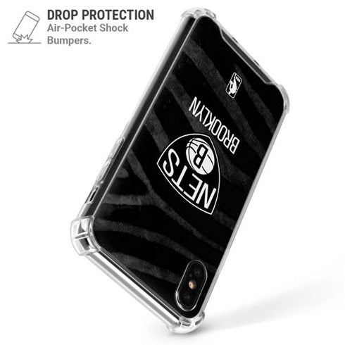 NBA Brooklyn Nets Black Animal Print iPhone XS Max Clear Case