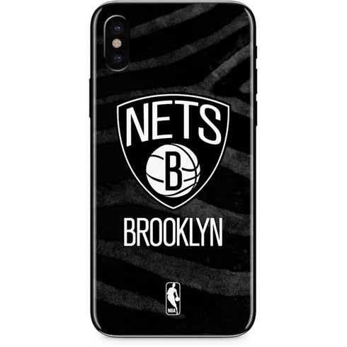 NBA Brooklyn Nets Black Animal Print iPhone XS Skin