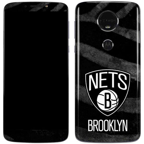 NBA Brooklyn Nets Black Animal Print Moto E5 Plus Skin