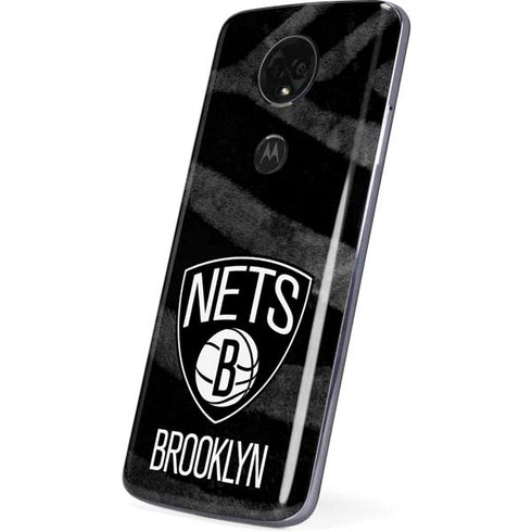 NBA Brooklyn Nets Black Animal Print Moto E5 Plus Skin