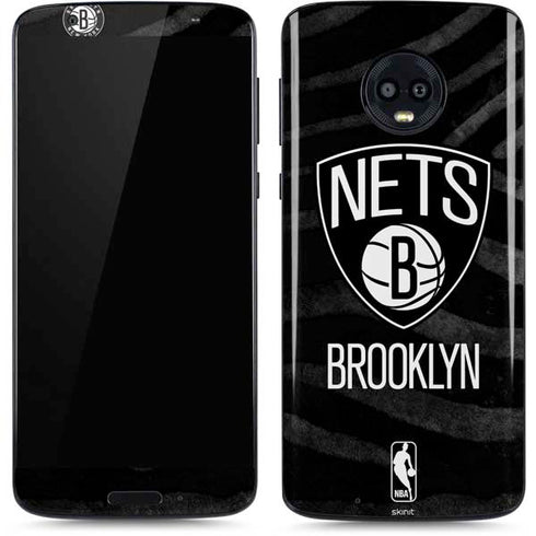 NBA Brooklyn Nets Black Animal Print Moto G6 Skin
