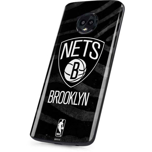 NBA Brooklyn Nets Black Animal Print Moto G6 Skin
