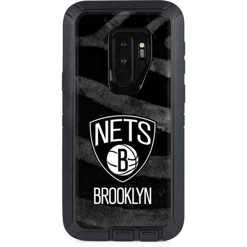 NBA Brooklyn Nets Black Animal Print Otterbox Defender Galaxy Skin