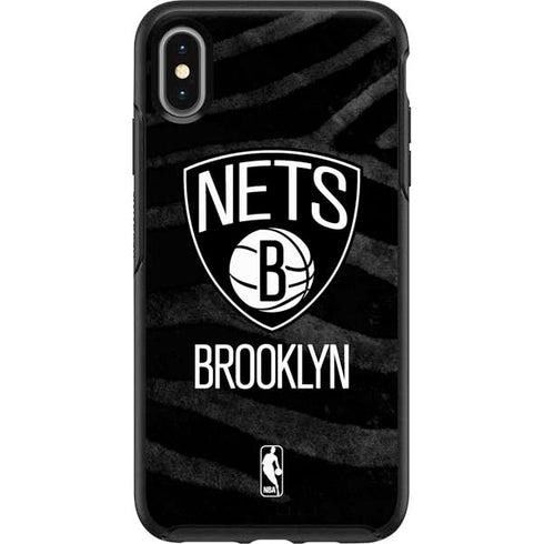 NBA Brooklyn Nets Black Animal Print Otterbox Symmetry iPhone Skin