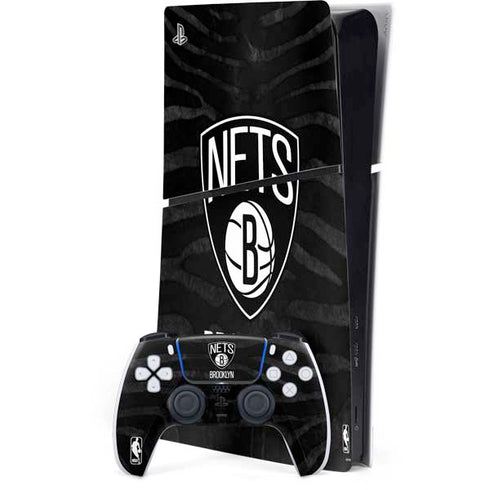 NBA Brooklyn Nets Black Animal Print PS5 Slim Digital Edition Console Skin