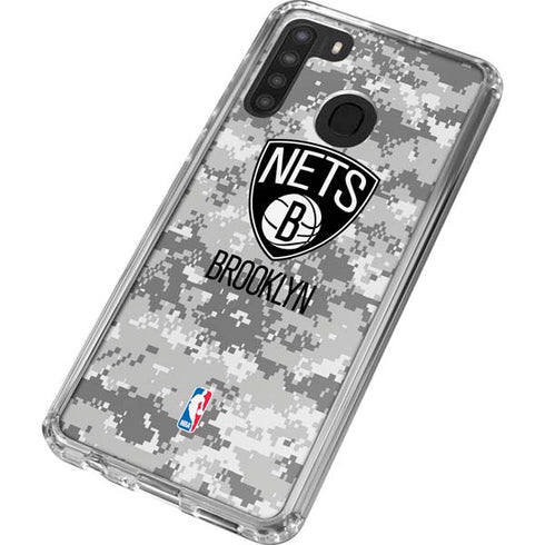 NBA Brooklyn Nets Digi Camo Galaxy A21 Clear Case