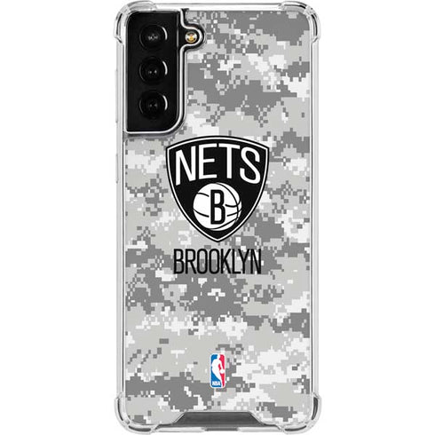 NBA Brooklyn Nets Digi Camo Galaxy S21 FE Clear Case