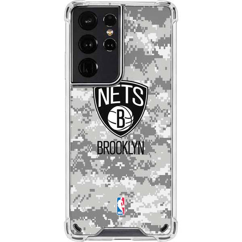NBA Brooklyn Nets Digi Camo Galaxy S21 Ultra 5G Clear Case