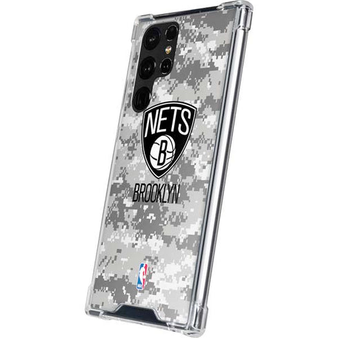 NBA Brooklyn Nets Digi Camo Galaxy S22 Ultra Clear Case