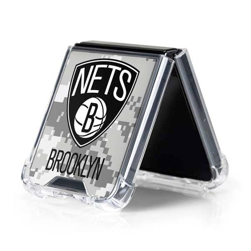 NBA Brooklyn Nets Digi Camo Galaxy Z Flip5 5G Clear Case