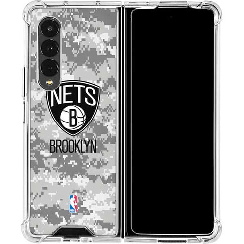 NBA Brooklyn Nets Digi Camo Galaxy Z Fold4 5G Clear Case