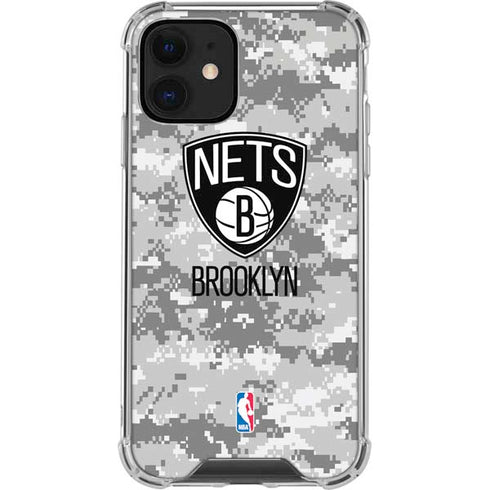 NBA Brooklyn Nets Digi Camo iPhone 12 Clear Case