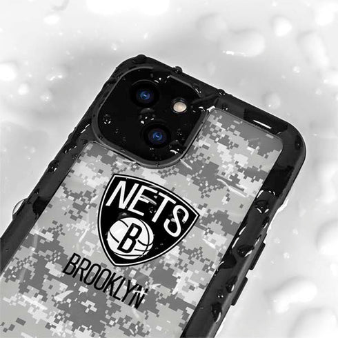 NBA Brooklyn Nets Digi Camo iPhone 13 Mini Waterproof Case