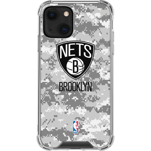 NBA Brooklyn Nets Digi Camo iPhone 14 Clear Case