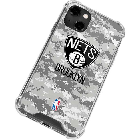 NBA Brooklyn Nets Digi Camo iPhone 14 Clear Case