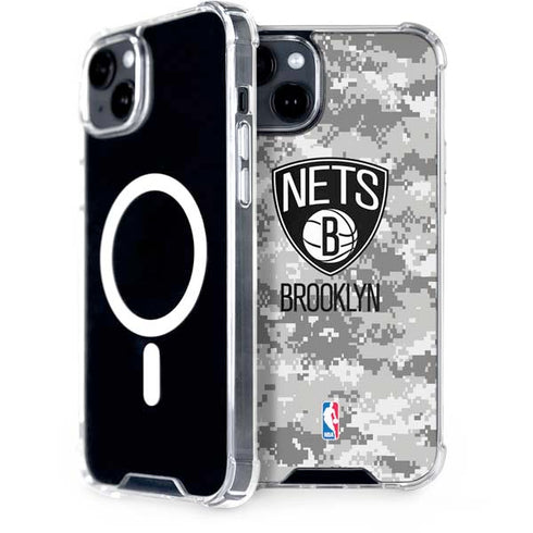 NBA Brooklyn Nets Digi Camo iPhone 15 Plus MagSafe Case
