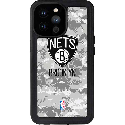 NBA Brooklyn Nets Digi Camo iPhone 14 Pro Max Waterproof Case