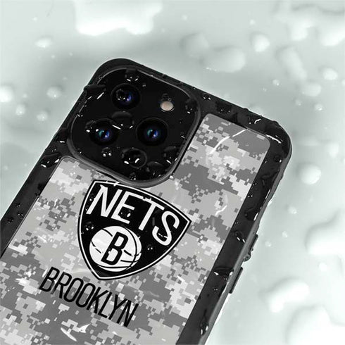NBA Brooklyn Nets Digi Camo iPhone 14 Pro Max Waterproof Case