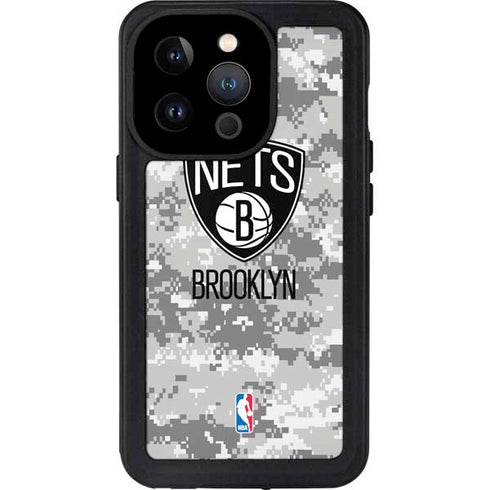 NBA Brooklyn Nets Digi Camo iPhone 14 Pro Waterproof Case