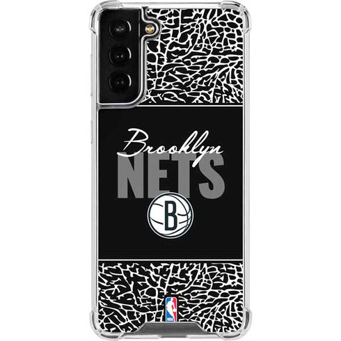 NBA Brooklyn Nets Elephant Print Galaxy S21 FE Clear Case