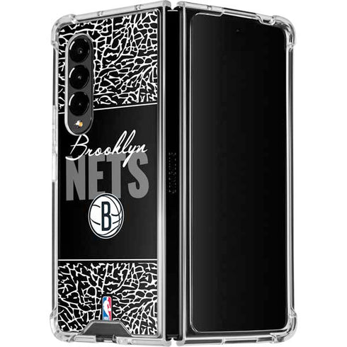 NBA Brooklyn Nets Elephant Print Galaxy Z Fold4 5G Clear Case