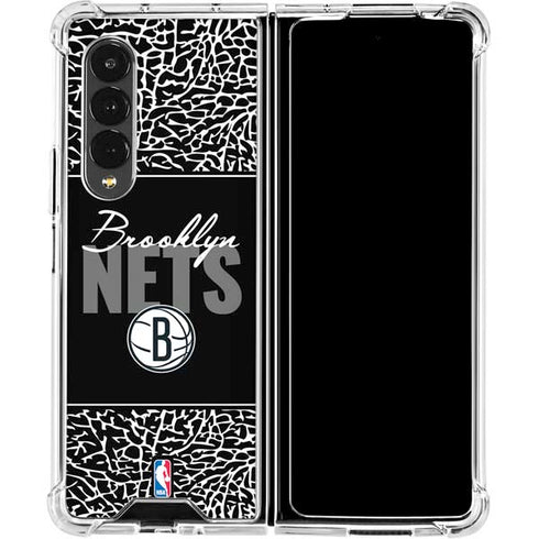 NBA Brooklyn Nets Elephant Print Galaxy Z Fold4 5G Clear Case