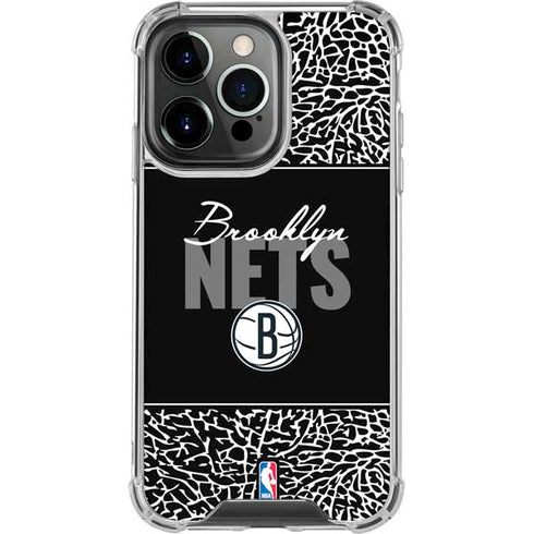 NBA Brooklyn Nets Elephant Print iPhone 15 Pro Clear Case