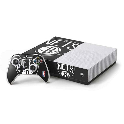 NBA Brooklyn Nets Large Logo Xbox One S All-Digital Edition Bundle Skin